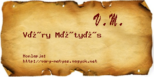 Váry Mátyás névjegykártya